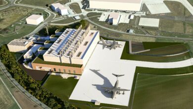 3D Rendering of German Air Force's future A400M Maintenance Center in Wunstorf Air Base.