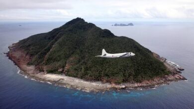 File photo showing P-3C patrol plane of Japanese Maritime Self-Defense Force flying over the disputed islets known as the Senkaku islands in Japan and Diaoyu islands in China in the East China Sea