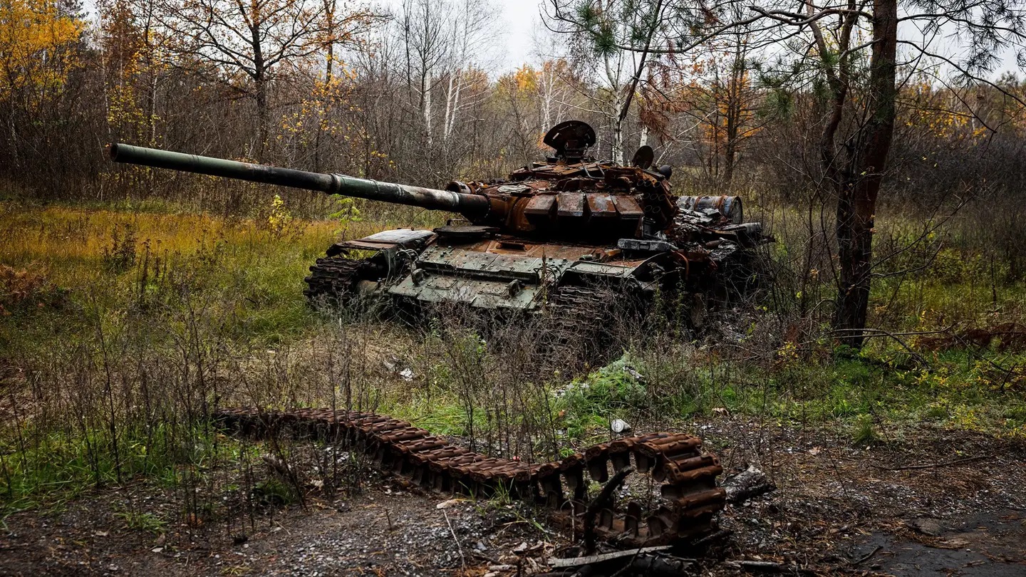 destroyed Russian tank