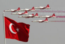 Turkish Army jets perform during Victory Day celebrations in Ankara