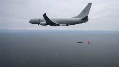 Pictured is a Royal Air Force Poseidon maritime patrol aircraft releasing a torpedo for the first time. In a training flight conducted over the Moray Firth a Poseidon (P-8A) aircraft operated by 120 Sqn, RAF Lossiemouth, dropped a recoverable exercise variant of the Mark 54 Lightweight Torpedo, simulating an attack on a submarine. The MK 54 is an advanced lightweight anti-submarine warfare (ASW) torpedo Which can be used in both deep and shallow waters. It is capable of tracking, classifying, and attacking underwater targets. Five Mark 54’s can be carried in the Poseidon's internal weapons bay. The high-explosive warheads on the live torpedoes pack a devastating punch sufficient to destroy enemy submarines that the Poseidon crew can locate and track using state-of-the-art equipment.