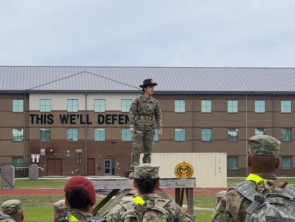 The motto "This We'll Defend" can be seen on the Drill Sergeant Academy in Columbia.