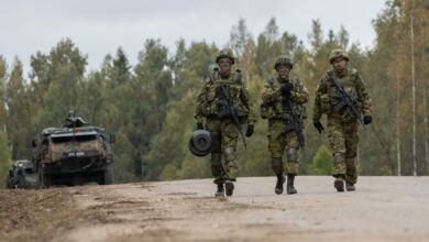 Estonian soldiers and land systems at the Sirgala military training site
