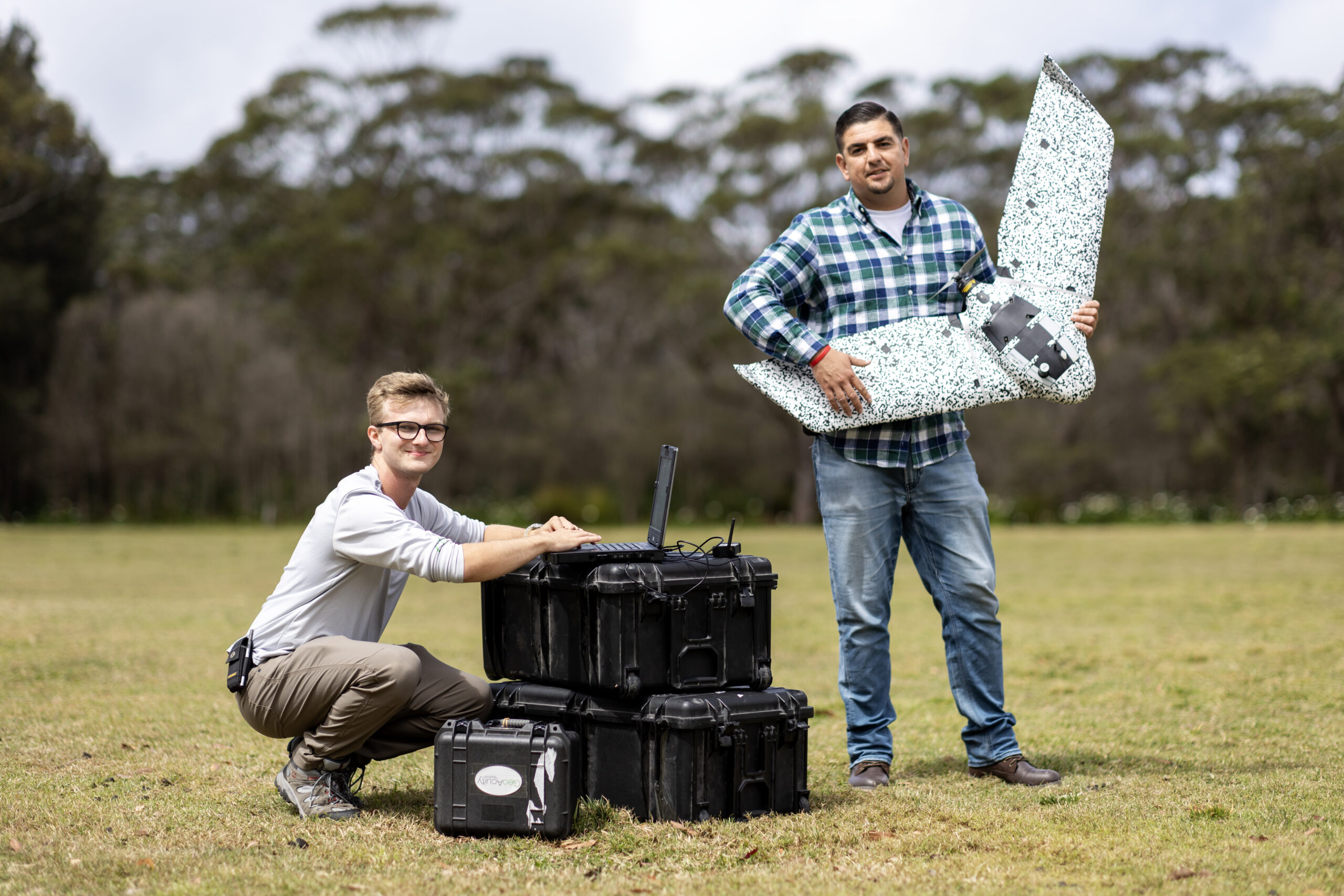 Will Forker and Luis Leal demonstrate the EB-EBEE TAC during the Technical Cooperation Program AI Strategic Challenge 2023 at HMAS Creswell, Jervis Bay Territory. *** Local Caption *** The Technical Cooperation Program (TTCP) AI Strategic Challenge (AISC) 2023 will be held at HMAS Creswell, 09-27 October 2023.Bringing together Five Eyes (FVEY) nations personnel, AISC 2023 will have a program of live experiments and demonstrations across a variety of systems, situated in a scenario representative of a full military operation. AISC 2023 is seeking to accelerate the transition of Artificial Intelligence (AI) solutions into the hands of coalition armed forces.