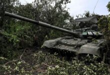 abandoned Russian tank