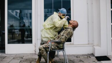 U.S. Army medic paratroopers assigned to 1st Battalion, 503rd Infantry Regiment, 173rd Airborne Brigade conduct COVID-19 testing on 10% of their assigned personnel on Caserma Ederle, Italy, May 15, 2020. The testing helps ensure the brigade is ready for cross country movement when necessary, even under pandemic conditions.