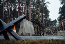 Estonian soldiers guarding the border with Russia