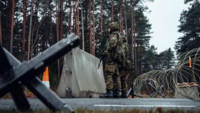 Estonian soldiers guarding the border with Russia