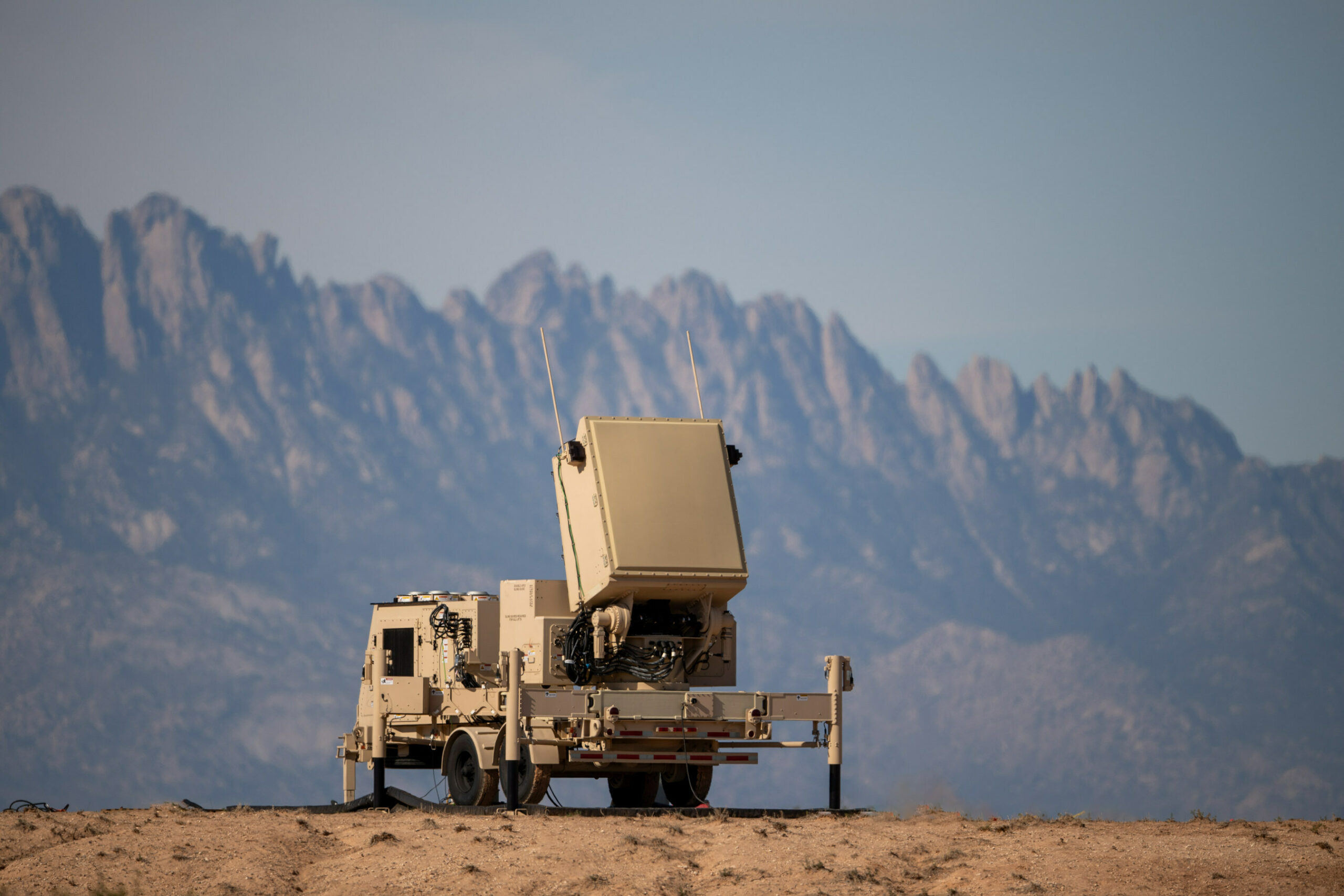 The GhostEye® MR, pictured here during an extended exercise at White Sands Missile Range, is an advanced medium-range sensor for the National Advanced Surface to Air Missile System (NASAMS).