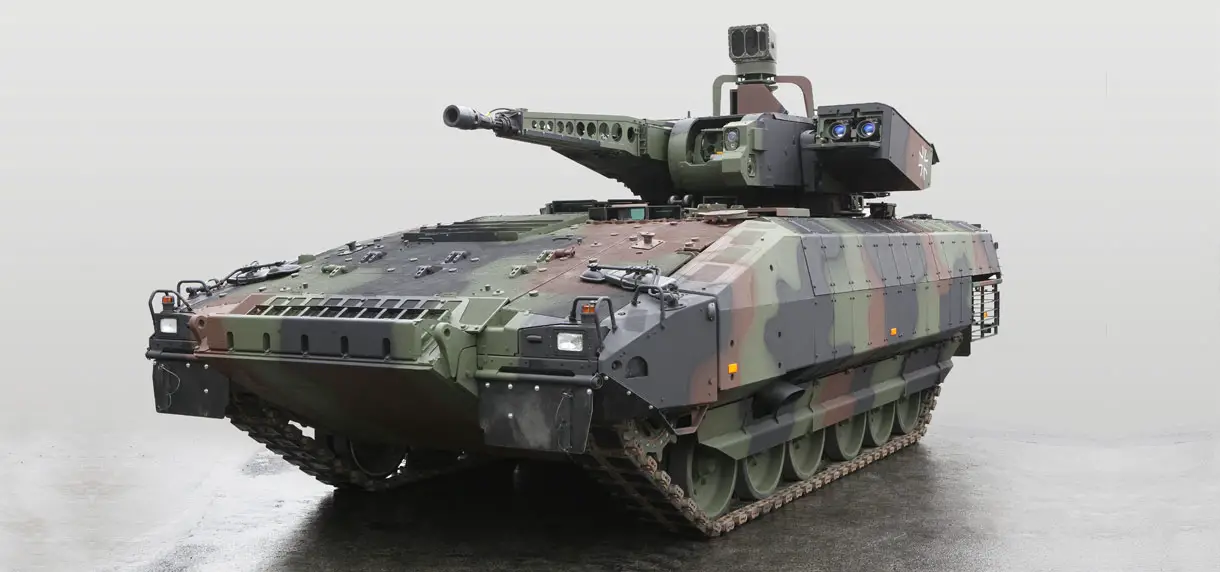 A Puma infantry fighting vehicle. The tank is painted with camouflage.
