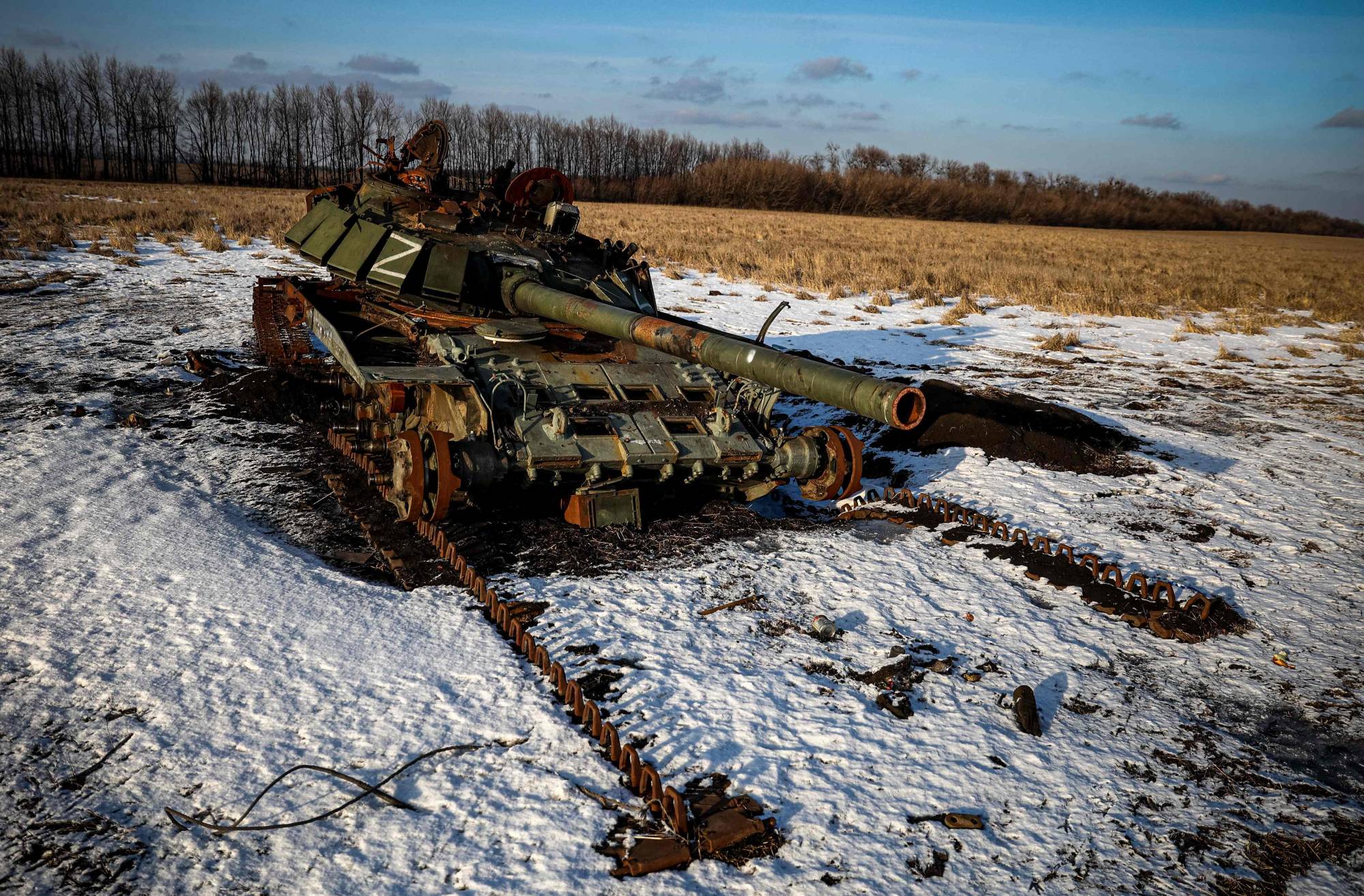 destroyed Russian tank