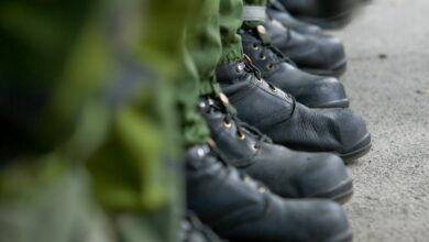 The boots of Swedish soldiers.