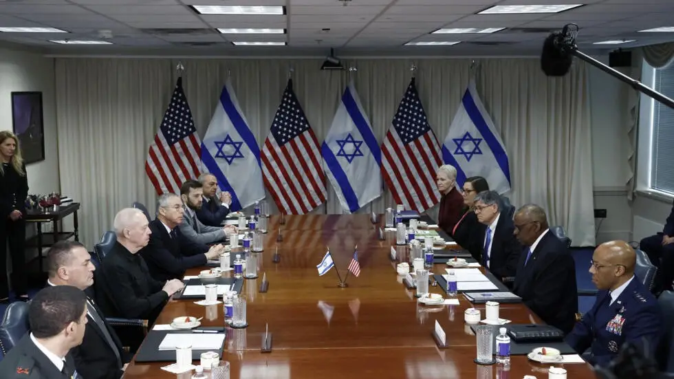 US Secretary of Defense Lloyd Austin meets his Israeli counterpart Yoav Gallant at the Pentagon