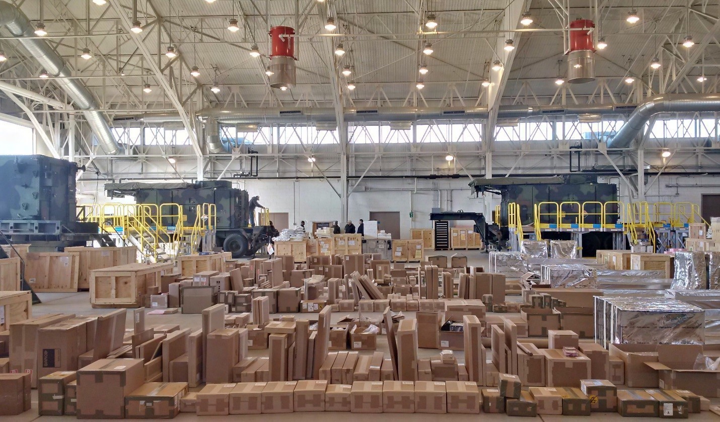 Modification kits await their turn at the OCONUS location. Letterkenny Army Depot personnel applied modifications to the 35th ADA Brigade from January through September 2017. (Courtesy Photo)