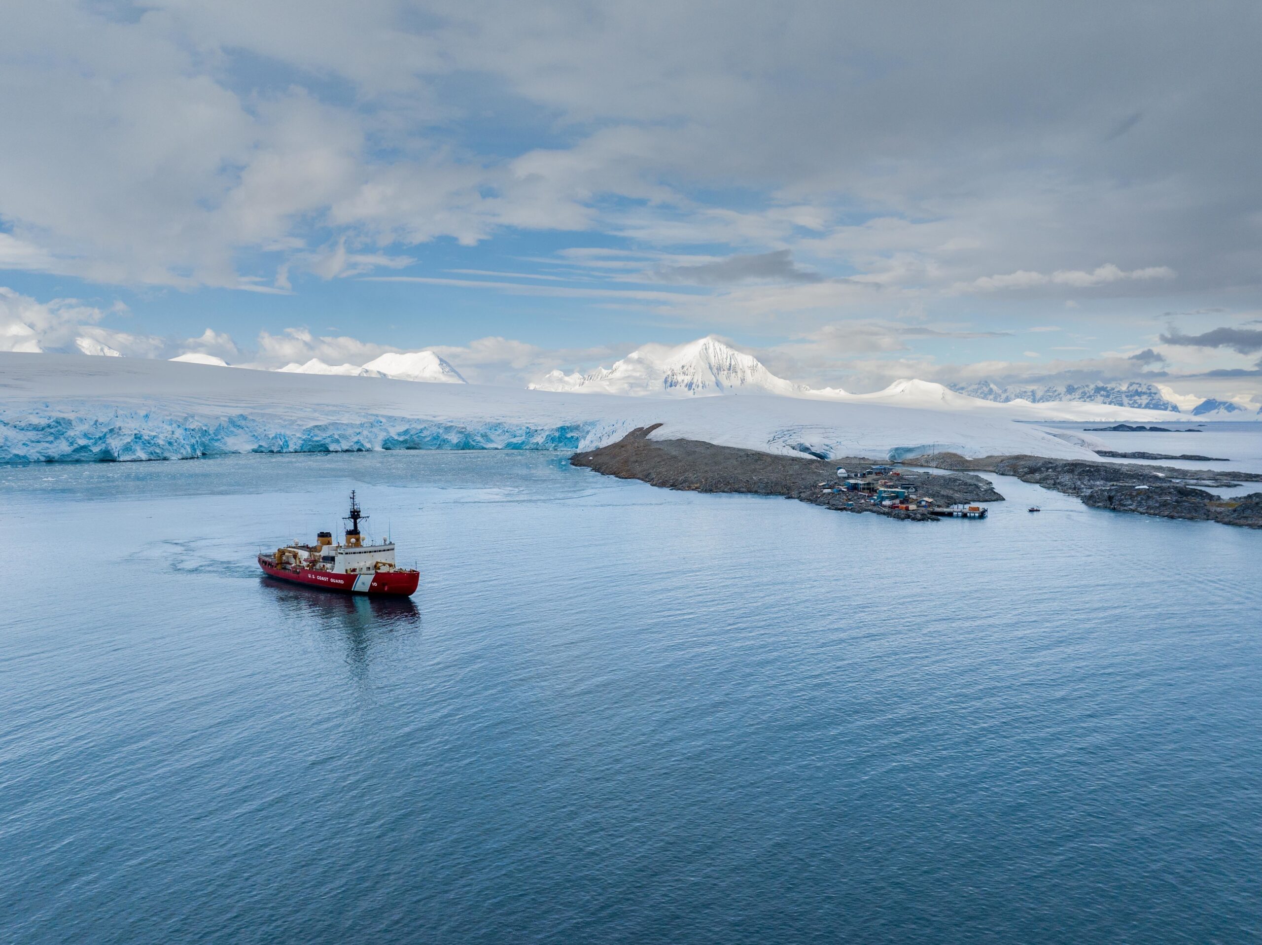 Coast Guard Cutter Polar Star (WAGB 10) visiting Palmer Station, a US research station on the Antarctic peninsula