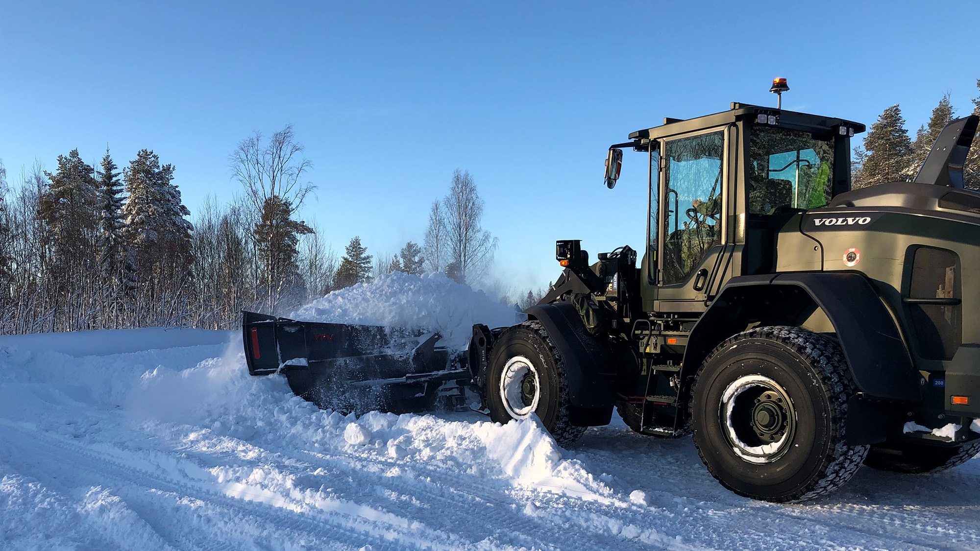 Volvo wheel loader. Photo: Swedish Defence Materiel Administration