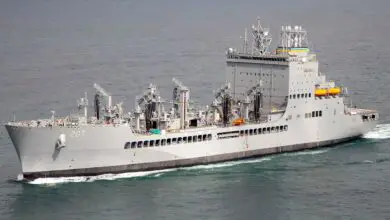 USNS Earl Warren (T-AO 207) during a testing event. The Navy accepted delivery of T-AO 207, May 7, following successful completion of Integrated Sea Trials.
