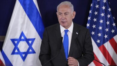 Israel's Prime Minister Benjamin Netanyahu waits for the start of the Israeli war cabinet meeting in Tel Aviv